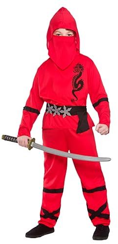 Wicked Costumes Boys Red Power Ninja Fancy Dress Costume – Red Ninja Outfit for World Book Day & Halloween