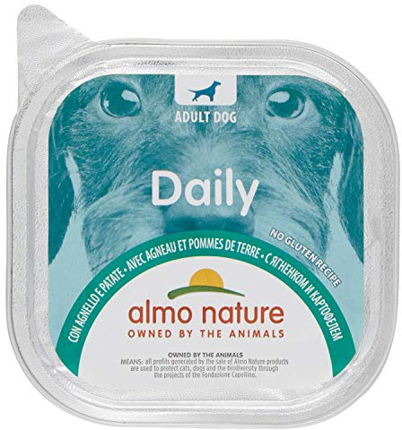 Almo Nature Daily Nassfutter für Hunde mit Lamm und Kartoffeln, Ohne Gluten 9er Pack (9x300 g)