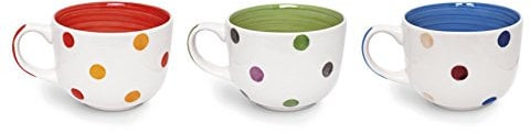 Excelsa Pois Jumbo 400 ml, Ceramica, Rosso/Verde/Blu, 11x11x8.5 cm