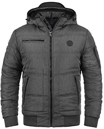 Blend BHBoris Herren Jacke Winterjacke Steppjacke gefüttert mit Kapuze Reißverschlusstaschen Rippbündchen Regular fit, Größe:M, Farbe:Granite Teddy (75127)