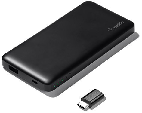 Belkin Pocket Power Power Bank + USB-C-/Micro-USB Adapter (5000 mAh, kompatibel mit USB Typ C, zertifizierte Sicherheit, geeignet für Samsung Galaxy S10, S10+, S10e, S9, S8, Google Pixel) schwarz