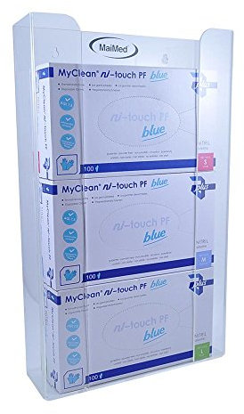 Handschuh-Spender-Set, 10x 100St Nitrilhandschuhe ni-touch blue Einmalhandschuhe Gr.S + Handschuhspender 3-fach