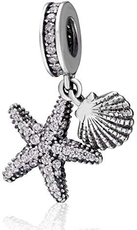 Seestern-Charm-Anhänger aus 925er-Sterlingsilber, Muschel-Charm, Ozean-Meere-Charm, Tier-Charm, Stern, Charm-Anhänger für Pandora-
