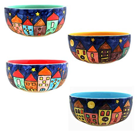 Gall&Zick Schale Müslischale Dessertschale Schüssel Geschirr Keramik farbig bunt Dekoration Stadt (Gemischt Set/4)