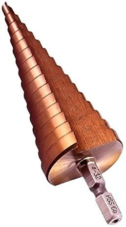 Meichoon HSS M35 Step Bit 4-32mm, Cobalt Step Drill Bit Set Hex Shank Straight Slot Large Bit Pagoda Drill Hole Reamer Drilling Counterbore Cutting Enlarge Stainless Steel Quenching Steel Plate DC1606