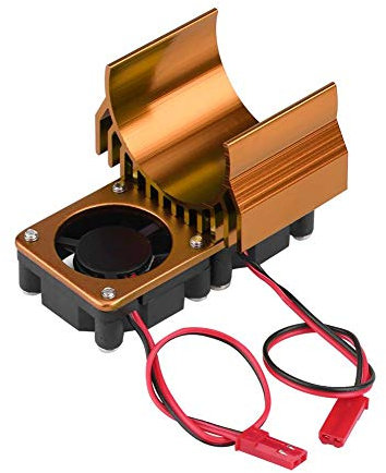 Dissipateur de Chaleur Moteur, Ventilateur de Refroidissement Double de Ventilateur de radiateur 540/550 RC pour Voiture électrique RC à l'échelle 1/10(Or)