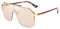 FEISEDY Classic Großer Rahmen Schild Sonnenbrille UV400 Schutz Flat Top Brille für Damen Herren B2634,Leopard Halbrahmen / Champagner Linsen