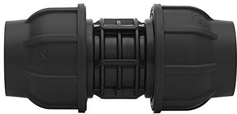 PE Verschraubung Kupplung Ø 40 x 40 mm mit Klemmverschraubung für PE-Rohr 40 mm mit vielen Verwendungszwecken: Wasserversorgung in Orts- und Fernwassernetzen oder Brunnen- und Eigenwasserversorgung