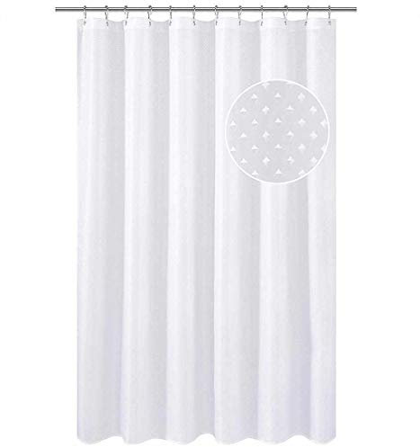 Optimal Products Diamante Glitter Shower Curtain With Hooks Machine Washable Waterproof Long Drop (Diamante White 180 x 180 cm)