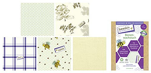 beeskin Bienenwachstuch L zum Frischhalten und Aufbewahren von Lebensmitteln - Größe: L, 35x35 cm (Standard)