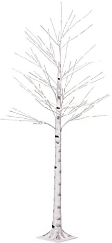 VOLTRONIC LED Baum Birkenoptik, innen und außen, IP44, warmweiß, Timer, Fernbedienung, Größenwahl, 120 cm 96 LEDs