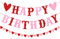 PTFNY Glitter Happy Birthday Banner für Valentinstag & Geburtstag, Rosa & Rot, 3 m x 5,9 Zoll, Buchstabendruck, Herz, langlebig, Indoor/Outdoor, vormontiert
