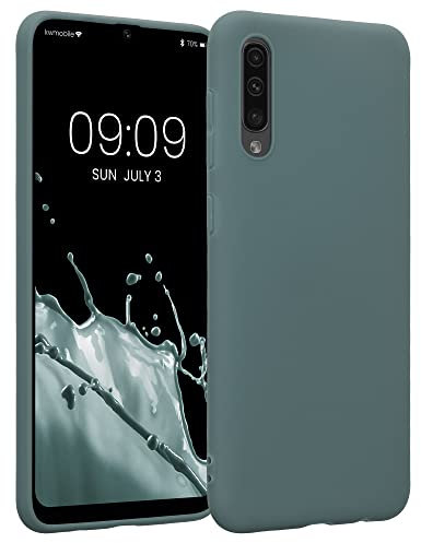 kwmobile Hülle kompatibel mit Samsung Galaxy A50 Hülle - weiches TPU Silikon Case - Cover geeignet für kabelloses Laden - Blaugrün