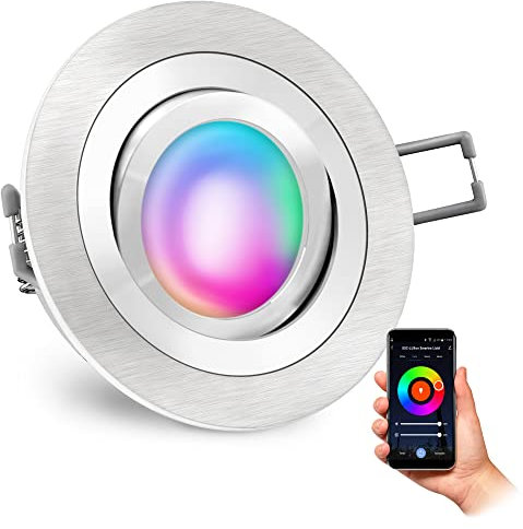 SSC-LUXon RF-2 Smart Einbaustrahler extra flach & schwenkbar inkl. wechselbarer Smart RGB CCT Lampe (kompatibel mit Alexa, Siri & Google)