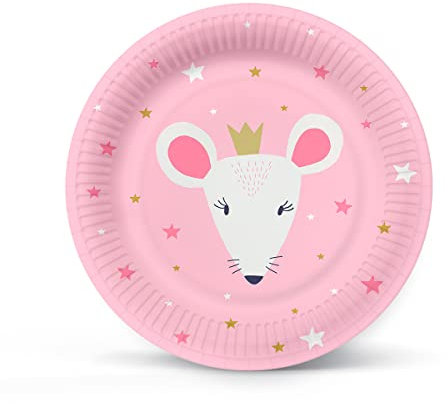PAW - Piatti Carta Compleanno (23 cm) I 10 Pezzi I Piatti Usa e Getta - Animali, Topo, Rosa I Piatti di Carta per Feste, Vacanze, Matrimoni I 100% Biodegradabile I Colore: Magical Friends