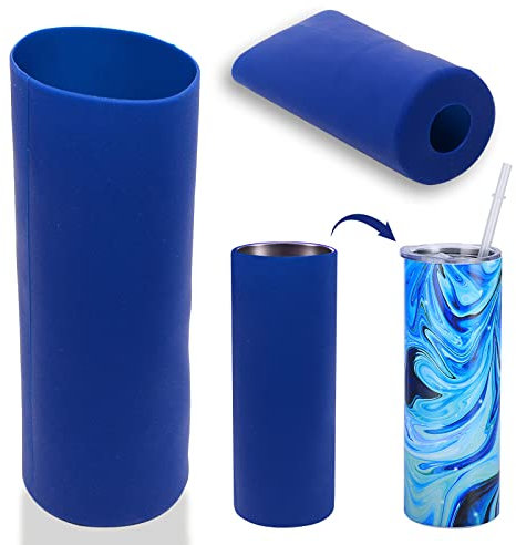 GORGECRAFT 2PCS Unseamed Silicone Wrap for Sublimation Tumblers 20oz Reusable Silicone Sublimation Sleeve Mug Clamp Sleeve Fixture for Full Wrap Tumbler Blanks Sublimation(Blue)