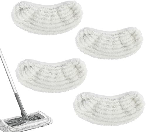 NiCoLa 4PCS Reusable Scrub Mop Pads, Microfiber Mop Filler Pads, Washable Mop Covers Wet and Dry Mops for Various Hard Floors
