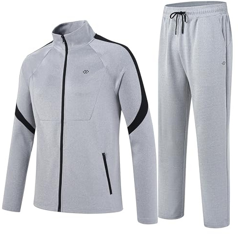 MoFiz Chándal para Hombre Cálido Traje Deportivo de Cuello Alto con Cremallera para Actividades al Aire Libre Gris L