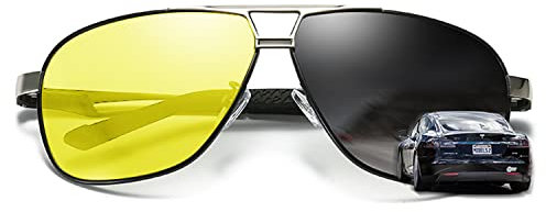 YIMI Herren Photochromatisch Sportbrille Polarisiert Rechteckig Sonnenbrille Al-Mg Metallrahmen Fahrer Anti Reflexbeschichtung 100% UVA UVB Schutz für Golf Angeln Autofahren