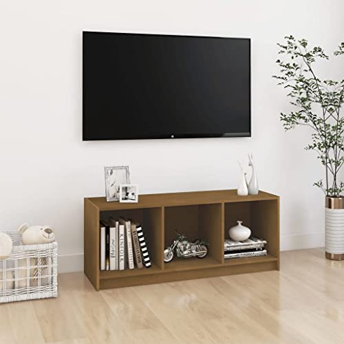 homiuse TV-Schrank TV Lowboard Honigbraun 104x33x41 cm Massivholz Kiefer TV Board Fernsehschrank Fernsehtisch TV Lowboard TV Kommode Fernseher Schrank TV Schrank TV Unterschrank