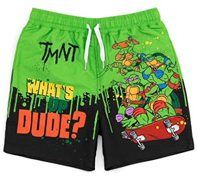 Teenage Mutant Ninja Turtles Swim Shorts Jungen Kinder | Leonardo Donatello Michelangelo Raphael Skateboarding Schwimmhose | Rumpf Kordelzug Bund Bademode