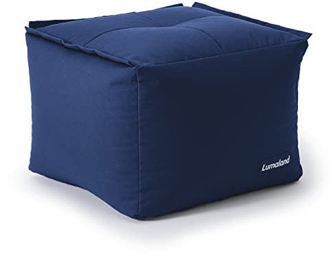 Lumaland Sitzsack-Lounge Modular Pouf | Individuell erweiterbarer & Leichter Hocker | Waschbare Sitzmöbel für Innenräume & Garten | Indoor & Outdoor Lounge Garnitur | 54x54x54 cm [Dunkelblau]