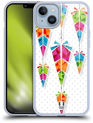 Head Case Designs Campanadas Plumas Geométricas Caso de Gel Suave Compatible con Apple iPhone 14 Plus