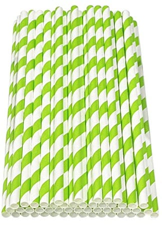Haobase Lot de 50 pailles en papier biodégradables pour boire des cocktails, du café, des boissons froides (vert)