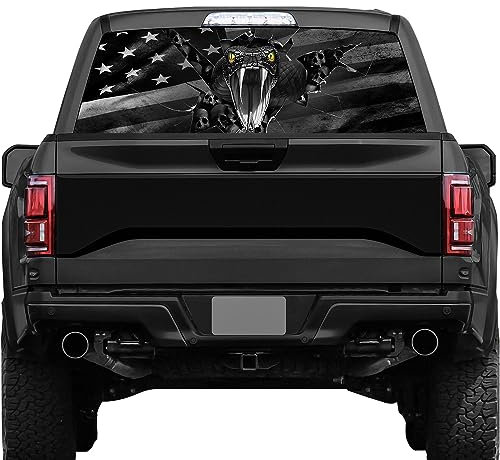 NPVU Heckscheibenaufkleber für LKWs, amerikanische Flagge, LKW, Heckaufkleber, schwarze amerikanische Flagge, Aufkleber für LKW, Auto, SUV, Vinyl-Grafikaufkleber (Schlange, 165 x 43 cm)