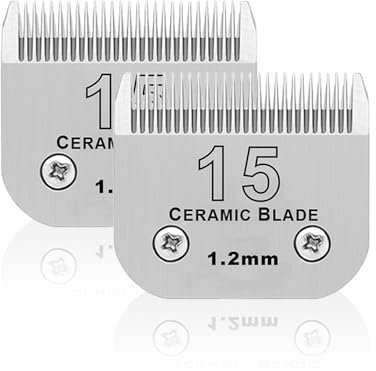 BESTBOMG 2 Stück 15# Ersatzklinge für Hundepflege, kompatibel mit Heiniger/Moser Max45/Andis/Oster A5 Haarschneidemaschine für Hunde, Größe 15# 3/64 Zoll (1,2 mm) Schnittlänge