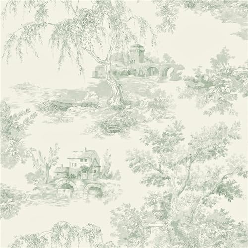 Grandeco Papier peint lisse Motif arbres Vert