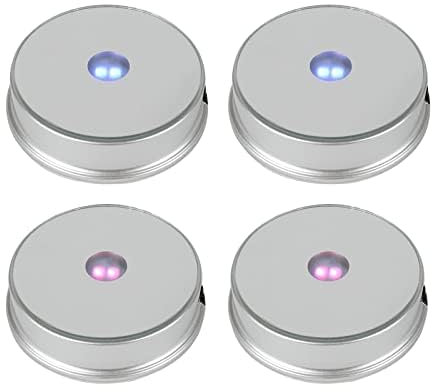 Runde bunte LED-Lichtbasis für Kristalle, Glaskunstfigur, Merchandise, beleuchtete 7-farbwechselnde Lichtlampe, 3 AAA-Batterien betrieben (Weiß, 4 Stück)