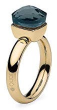 Qudo Firenze Edelstahl gold farbenem Ring mit london blue Stein (blau türkis) (60 (20))
