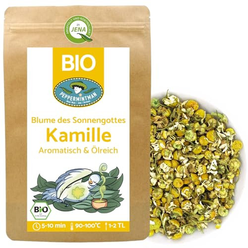 Bio Kamillentee 1000g aus Europa - hochölhaltig - ganze Kamillenblüten getrocknet - aromastark und ölreich - direkt vom europäischen Familienbetrieb - PEPPERMINTMAN