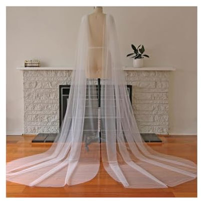 GRASKY 3M Hochzeit Cape Langer Schleier Brautflügelschleier 2 Stück für Party Frau Eleganter Brautschleier Kathedrale Tropfenschleier, 3 Farben