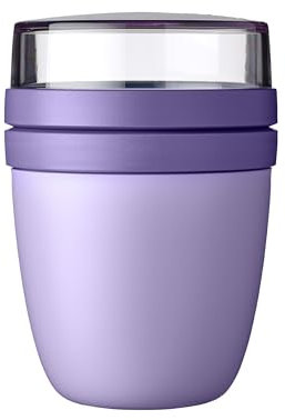 Mepal Tazza per cereali, piccola e pratica tazza per yogurt to go, suddivisione per yogurt e cereali, adatta per congelatore, microonde e lavastoviglie, 300 ml + 120 ml, colore: viola vivido