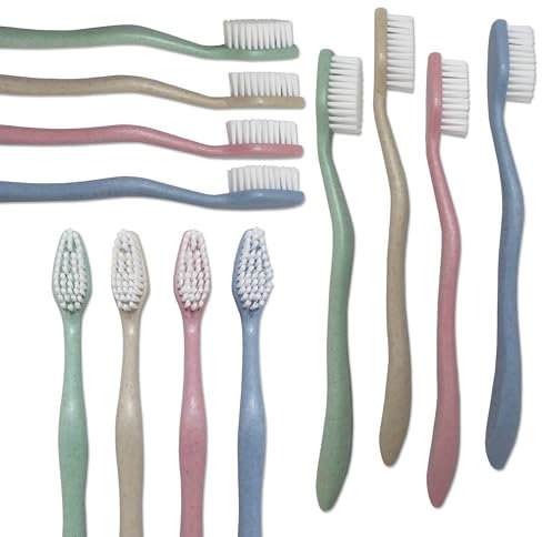 Cepillos de dientes para adultos, colores pastel, paquete a granel de 20 cepillos de dientes manuales, empaquetados individualmente al por mayor