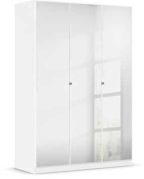 Rauch Möbel Reflect, Drehtürenschrank, Kleiderschrank, Schrank mit Spiegel, Garderobe, 3-türig, 3 Spiegeltüren, inkl. Stoffkisten und weiterem Zubehör, Farbe Alpinweiß, 136x197x54cm