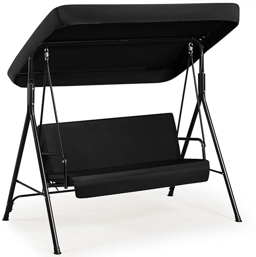 Yaheetech Columpio de Jardín Exterior para 3 Plazas, Capacidad 250kg Negro