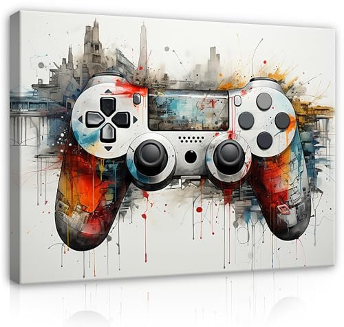 WallArena - Leinwand Bilder - Gaming Kinderzimmer Jugendzimmer Jungen - 100x75 cm Leinwandbilder - Bild auf leinwand - Wandbild XXL groß Wandbilder für Wohnzimmer Schlafzimmer Wohnzimmerbilder Modern