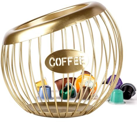 Guolich Porta Cialde Caffe Porta Capsule Caffe, Portacialde da Caffè,Capsule di Caffè Cesto di Immagazzinaggio,Contenitore Caffe, Cestini da Cucina,per Casa Bar,Angolo Caffe,Ristoranti,Hotel (Oro)