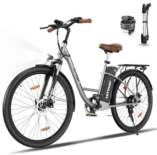 HITWAY Elektrofahrrad Damen 28 Zoll, E-Fahrrad Pedelec, Städtisches Pendler E-Bikes, 36V/13Ah Abnehmbarer Akku, 25km/h Höchstgeschwindigkeit, 7-Gang-Getriebe, City Ebike Bis Zu 35-90km