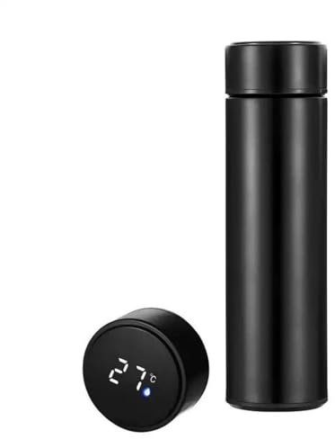Herzberg HG04227-BLK Thermosflasche Herzberg 500 ml aus Edelstahl mit intelligenter Temperaturanzeige, schwarz, LCD-Touchscreen, 12 Stunden thermische Aufbewahrung, integrierter Akku