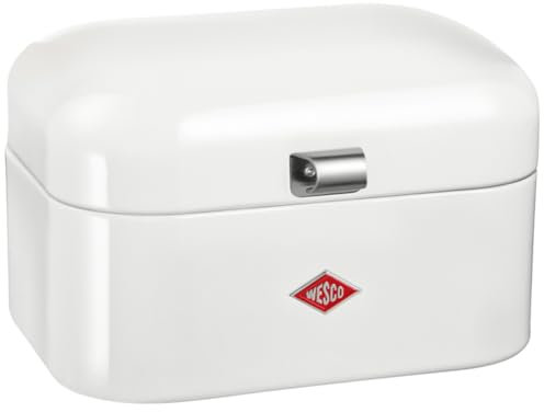 WESCO Panera Single Grandy en color blanco, chapa de acero pulverizada, orificios de ventilación y mango estable, 22 x 26,8 x 17,5 cm