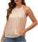 LEACOOLKEY Damen Pailletten-Träger-Tops Glitzerndes Dressy Tank Tops Party Weste Glitter Ärmelloses Shirt