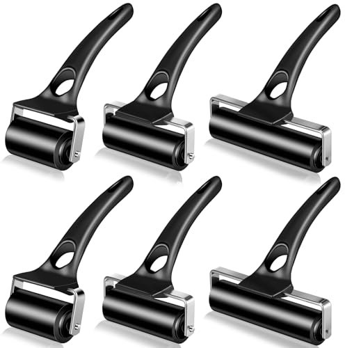 Frienda Gummiwalze, schwarze Gummiwalzen, Tintenroller zum Kleben, Drucken, Tintenblock, Papier, Basteln, Druckherstellung, Tapeten, Stempeln, Sammelalben, 6 Stück (5,1 cm, 8,1 cm, 11,9 cm)