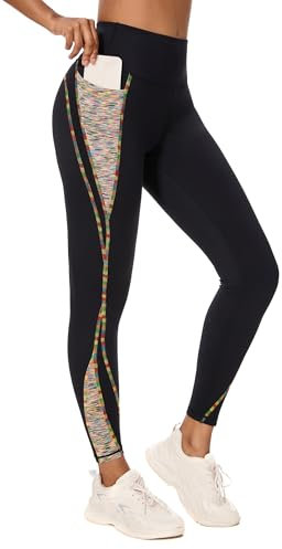 Flatik Sport Leggings Damen mit Taschen, Damen Blickdicht Leggings Damen,Jogginghose Damen Fitnesshose Laufende Leggings M