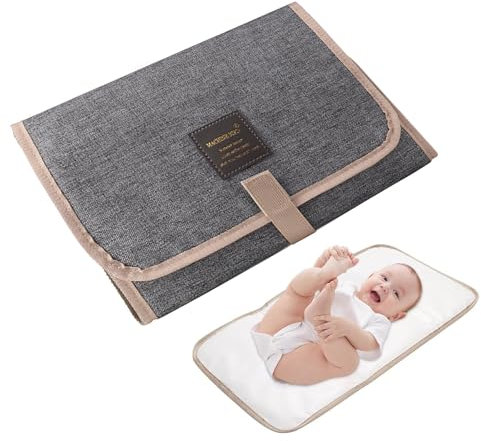 Wickelunterlage Unterwegs, Faltbare & Tragbare Wickelunterlage, Wickelunterlage Waschbar, Wasserdichte Wickelunterlage für Babys, Leicht & Platzsparend, Perfekt für Reisen & Zuhause (Grey)
