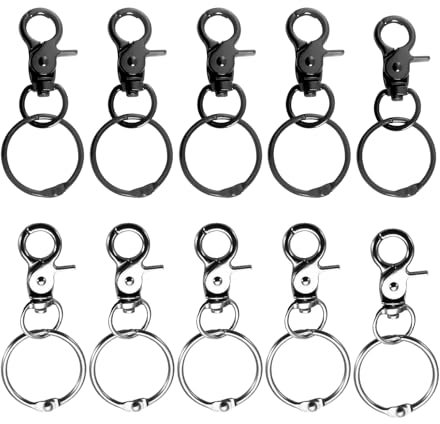 10 Stück Karabinerhaken mit Drehgelenk, Scherenkarabiner Karabiner Hundeleine Wirbelkarabiner Zinklegierung Bolzenkarabiner Karabinerhaken Schlüsselanhänger für Hundeleinen Schlüssel