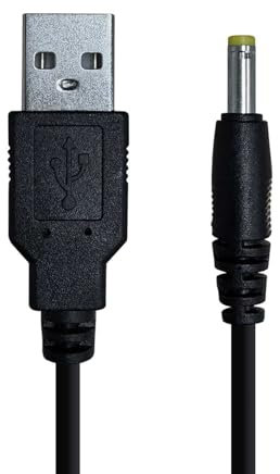 OcioDual Ladekabel USB-DC, USB Stromkabel kompatibel mit PSP 1000, PSP 2000, PSP 3000, Ladekabelhalter, Lautsprechern, Universal-Akkuladegerät, 5V, 2A, USB 2.0, Schwarz 1,2m